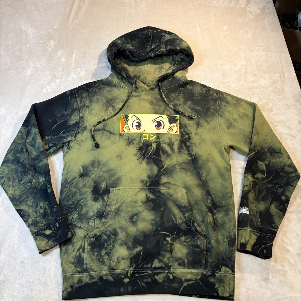Hypland Hunter x Hunter Gon Tie Dye Hoodie Green Black Mens Small Pullover